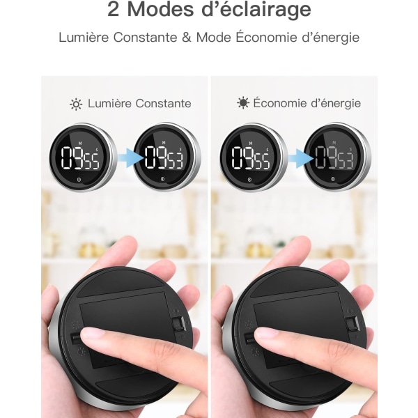 Kjøkken Timer Digital Timer med Stoppeklokkefunksjon og Nedtelling Aluminiumlegering Hus 2 Display Skjermmodus 3 Justerbare Volumnivåer