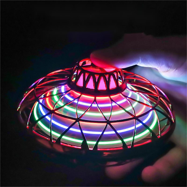 Flygande Spin Mini Drone för Barn, Magisk LED-Ljus Flygande Fidget Spinner, Manuellt Manövrerad UFO-Drönare, Utomhus Inomhus(röd)