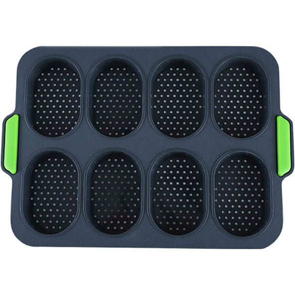 Svart Grön - 8 Fack Fransk Brödform, Silikon Bakverktyg, Bra Flexibilitet, Non-Stick Bricka för Kök (1st)