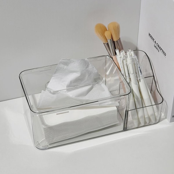 Desktop tissue box, simple and transparent, household living room tissue box, tissue paper, restaurant napkin storage box