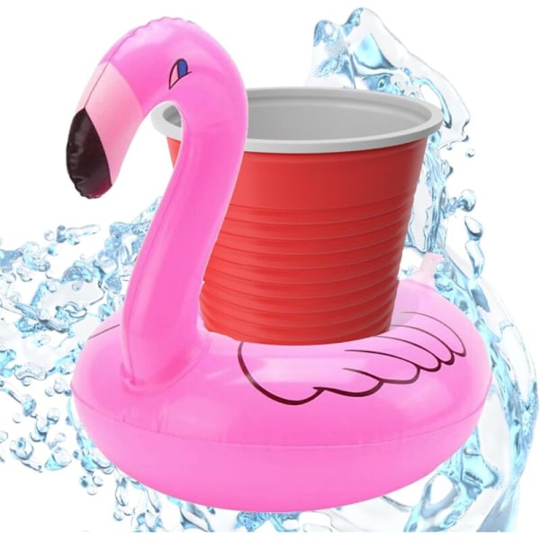 1 kpl puhallettava vaaleanpunainen flamingo-teline uima-altaalle, cocktail-pidike, juomateline, vapa, olutkuppiteline