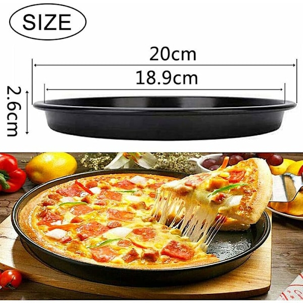 2 stk pizzaplate, sklisikkert belegg, rund pizzaplate, non-stick stål pizzakarbonform med grillovn, for restauranter og matlaging buto