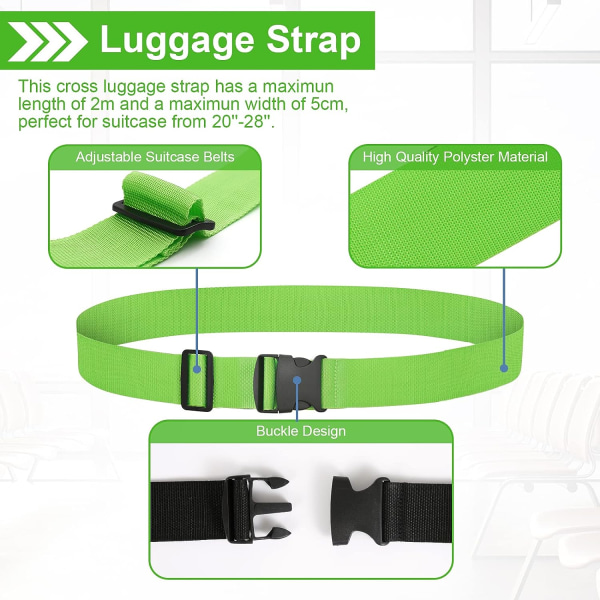 4-pack resväskor remmar bärremmar resväska bälte resetillbehör clip-on bagage resväska för bagage (grön)