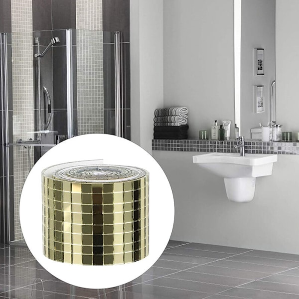1464 stk. selvklæbende mini firkantede glas dekorative håndværk DIY tilbehør spejle mosaikfliser 5mm x 5mm, guld