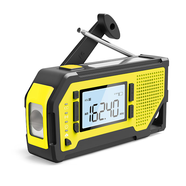 Hand crank solar radio charging AM/FM/WB