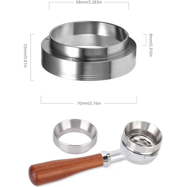 58 mm kaffedoseringring i rustfritt stål, espressodoseringstrakt, tilbehør til kaffemaskin