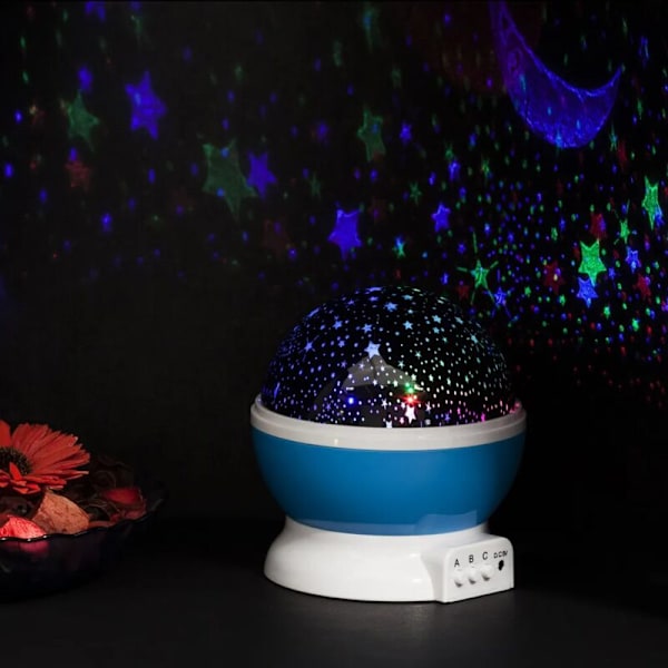 LED Stjernelys, 360° Stjernelys Projektor Stjerner søvnhjælp baby natlampe til børn - blå