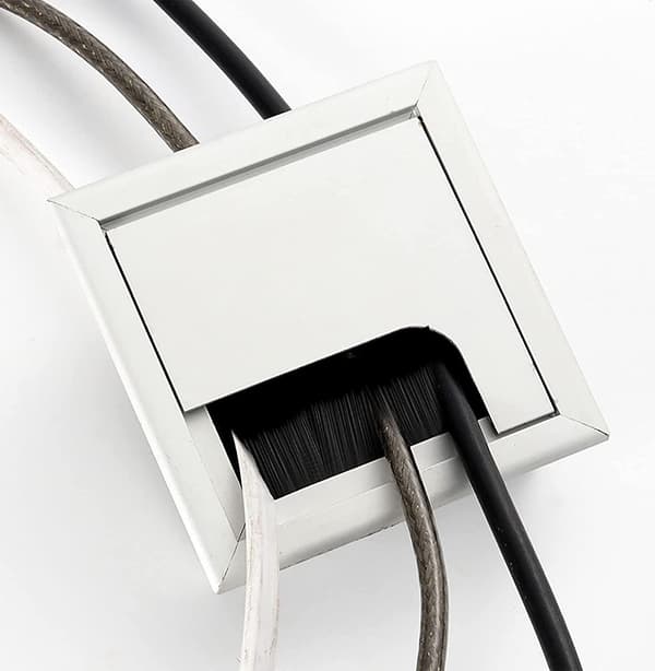 2 kabelhanteringstråg med borsttätning - 80x80mm aluminiumlegering