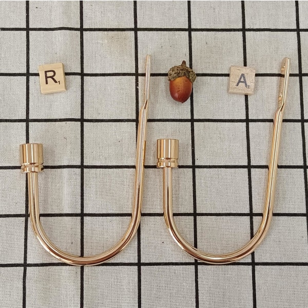 Gardinstång i roséguld, 2-pack - Metallkrokar för väggmontering - För gardiner och draperier