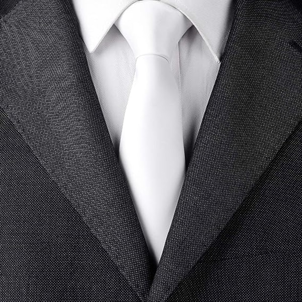 Vit-Handgjord klassisk 8 cm slips för män för arbete eller speciella tillfällen