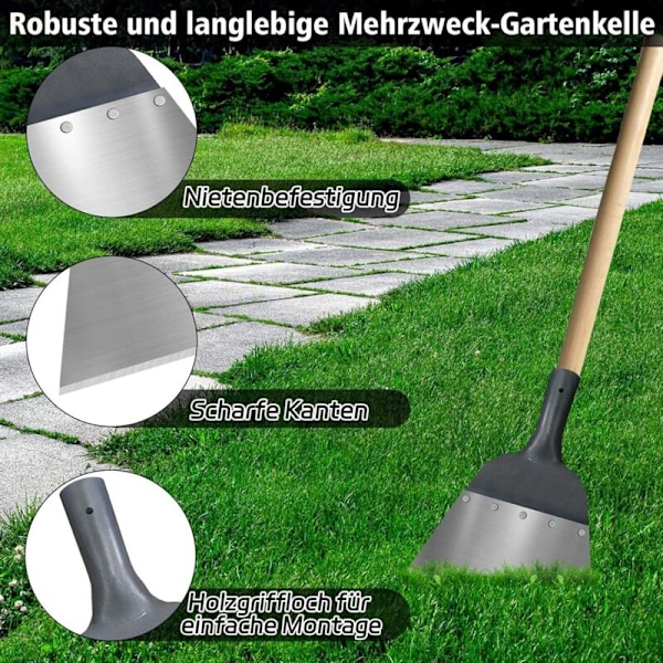 Hagespade i stål - 21 cm - Flerbruks - Egnet for landbruk og hager, ugress, snø, avriming, utendørs, hus, gård