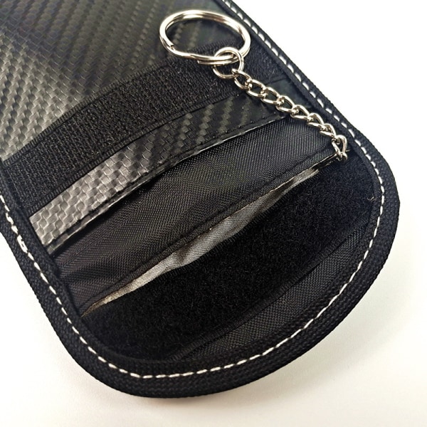 Äkta läder plånbok bilnyckel fodral nyckelhållare väska dragkedja påse (Signal Blocking Key Case)