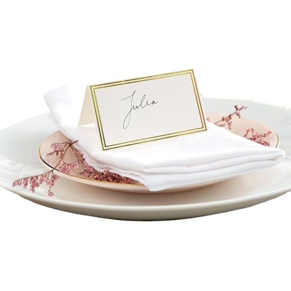 Pakke med 100 blanke bordkort for bryllup, bursdag, bankett, arrangementer, reservert sitteplass