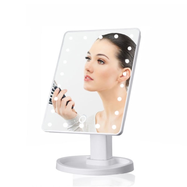 Kosmetisk speil med LED-belysning, 10-tommers storskjermlys, USB-lading (Hvite 16 lys)
