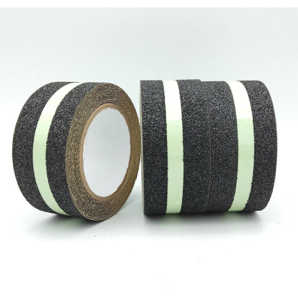 Selvklæbende skridsikker tape med fluorescerende stribe til natrefleksion, indendørs og udendørs skridsikker tape, ideel til trapper og 50mm 1m trin