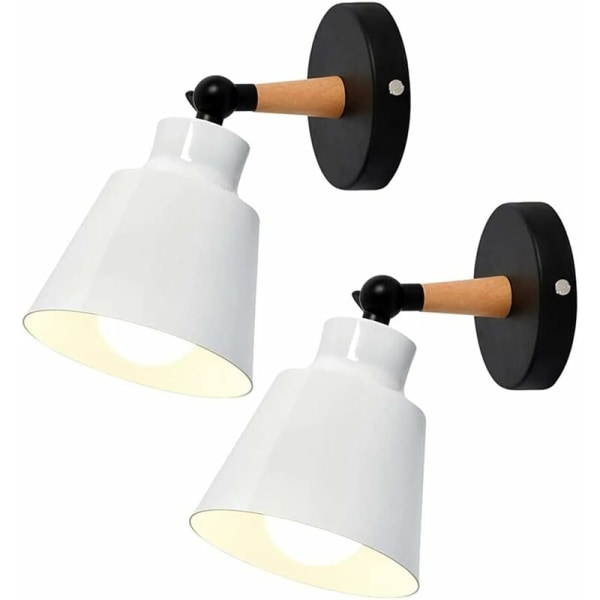 2 pakker Vintage industrielle væglamper Loftslamper E27 Metal Justerbar Retro indendørs væglampe til soveværelse Køkken Restaurant (hvid)