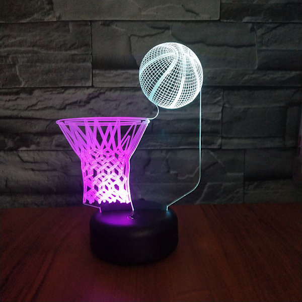 Basketball Hoop Lys LED 3D Illusion USB Natlampe Skolegave Fødselsdagsgave Til Sportsfans Spillere