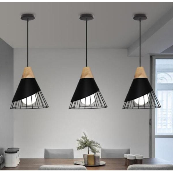 Hängande lampa, ljuskronaModern nordisk enkel järnkrona (svart)