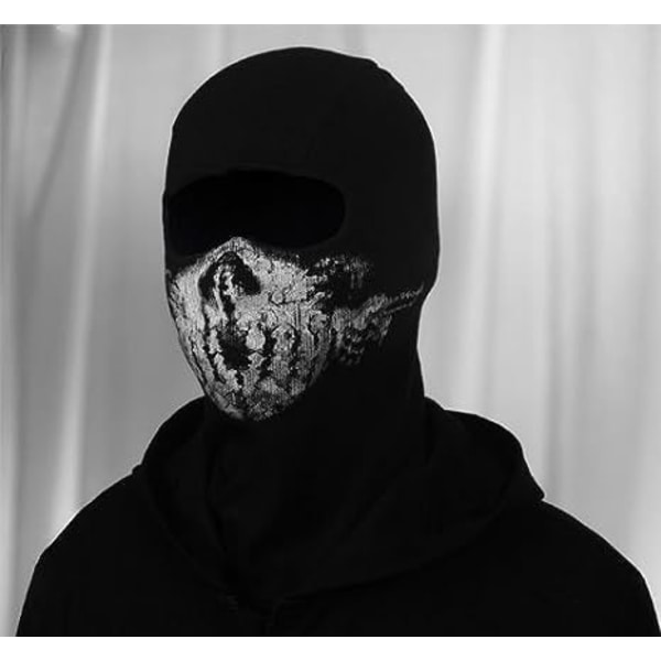 Balaclava med kranie - Moto-maske til Call of Duty-fans - Farve: Sort