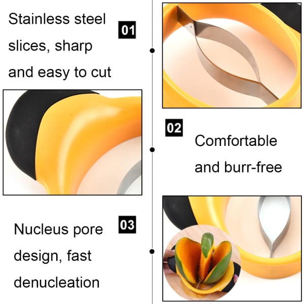 Mango Slicer - Peeler Separator Anti-rust Fruit Slicer - Frukt Slicer for Hjem og Kjøkken