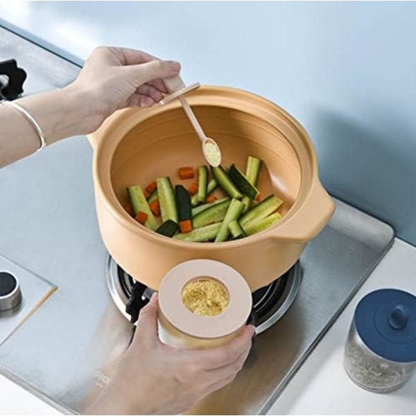 3-delad kryddboxset, lufttät plastkökskryddbox plastkryddburk kryddförvaringsbox för salt socker pepparkryddförvaring