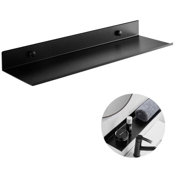 Metallinen seinähylly suihkuhylly kylpyhuone alumiininen seinähylly suihkuhylly Koristeellinen kelluva hylly makuuhuoneeseen keittiöön musta 50 cm