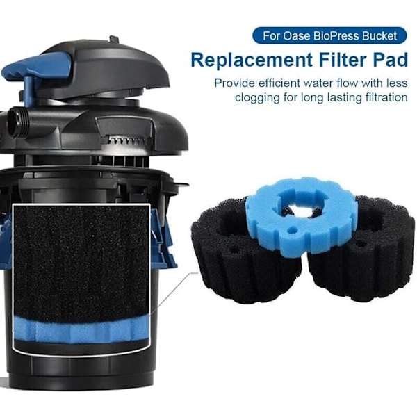 Erstatningsfilterpute, skumfiltermediesett, Pond Solutions erstatningsdamfilter skum, kompatibel med Oase BioPress bøtte