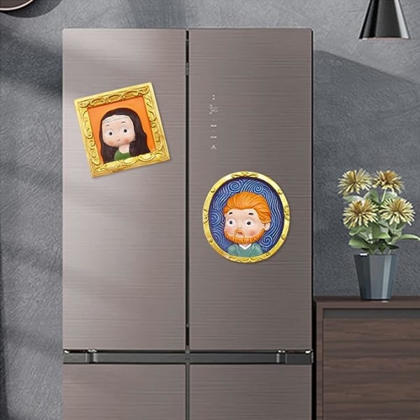 4 bilder kjøleskap klistremerker 3D tegneserie kreativ verdensberømt