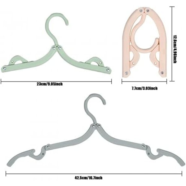 12 pakker sammenklappelige tøjhængere 4 farver, skridsikre tøjhængere, bærbart sammenklappeligt vægmonteret tørrestativ til hjem, hotel, rejse, camping