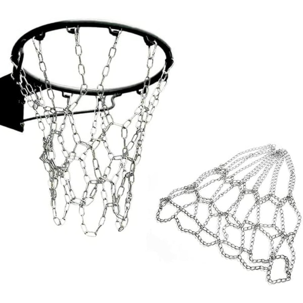 Utendørs basketballnett i metall, erstatning for basketballnett, robust basketballnett, for innendørs basketballbane, campus basketballbane