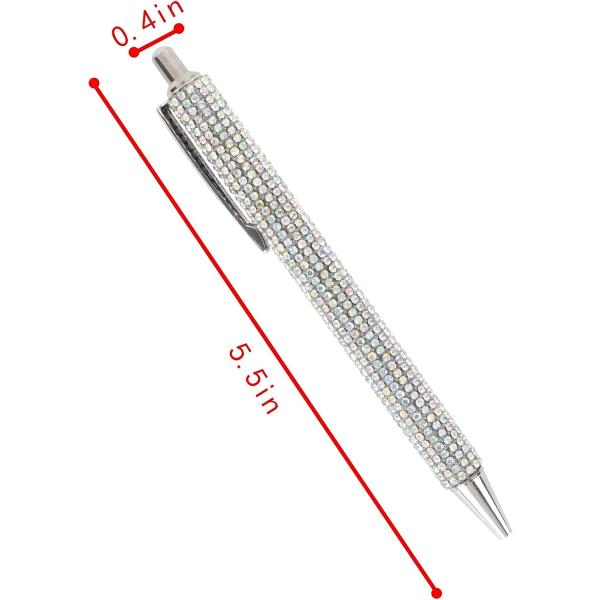 3 funklende krystal diamant kuglepenne (sølv) metal kuglepenne med 0,7 mm sort blæk refill, klik pen, business bryllup skole kontorartikler