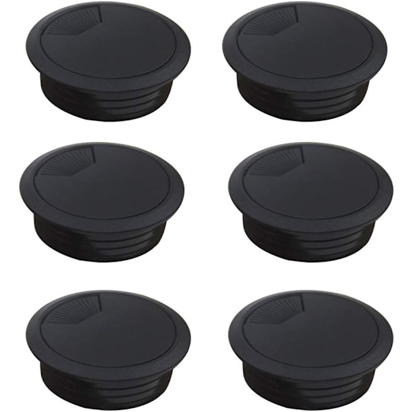 50mm Kabelgennemføring til skrivebord, sort, med ledningshuller, kabeløje