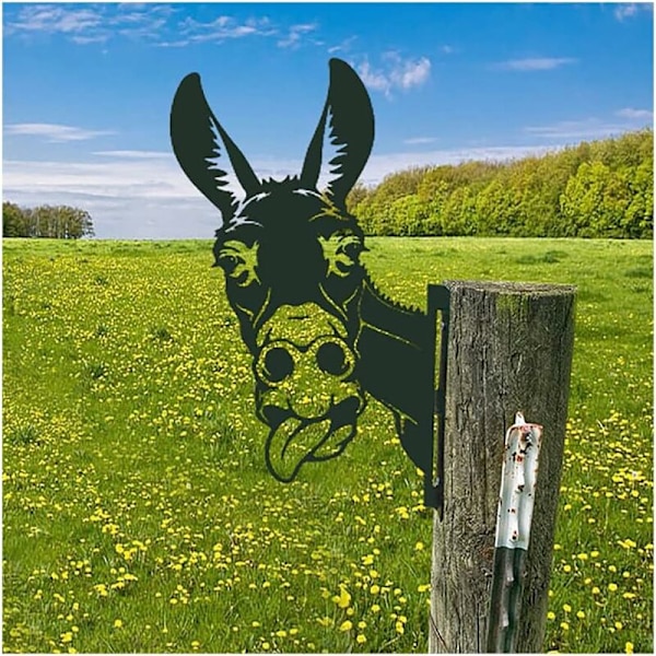 Haveornamenter, Metal Donkey, til Hegn Udendørs Dekorationer Hjem Donkey Animal Have Dekor