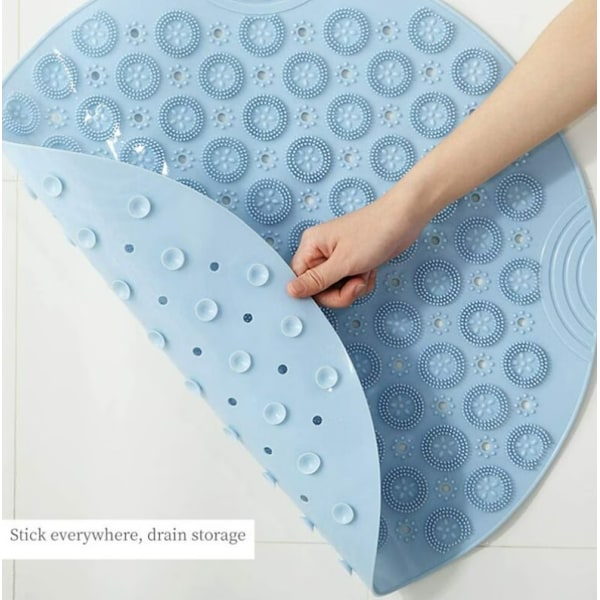 55x55cm, Mørkegrå Rund Massage Bademåtte Skridsikker Brusebadsmåtte Badeværelsesmåtte Maskinvaskbar Brusebadsmåtte Badekar Måtte med Drænhuller og Suct