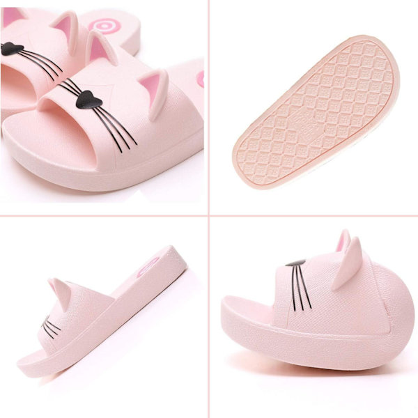 Barn Tofflor Duschtofflor Flicka Pojke Sommar Halkfria Platta Flip Flops Hussandaler Kvinnor Män Sandaler Pool och Strand Barn Skor Rosa 25-26