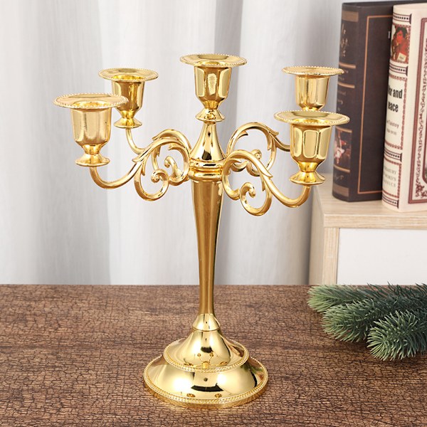 Guld Candelabra Lysestager-5 Arm Lysestager