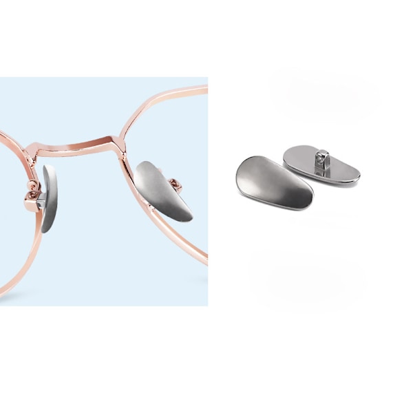 2 stk sett med rene titanrammenese pads ikke-magnetiske antislip briller nese pads universelle nese pads sølv