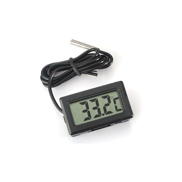 Digitalt LCD Termometer Temperaturmåler med ekstern probe til køleskab fryser akvarium - sort
