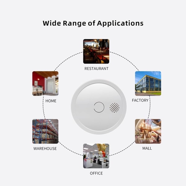 WiFi trådløs intelligent røgalarm - Fotoelektrisk røgalarm med 5 års batterilevetid - EN14604 - Advarsel om lavt batteri