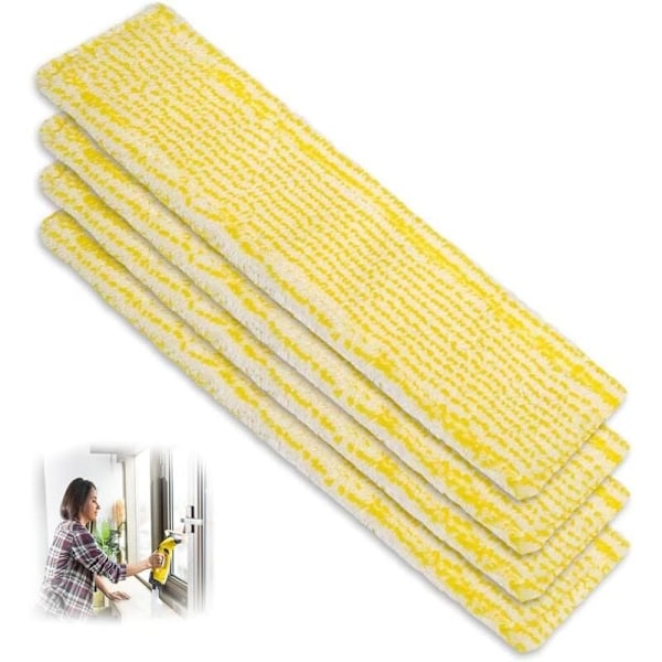 Rengörings-clinons i mikrofiber 4-delars VW Bonnettes mikrofiber tillbehör Mopp Tillbehör Tamponger för Kärcher fönstertvätt WV 2 wv 5 gul