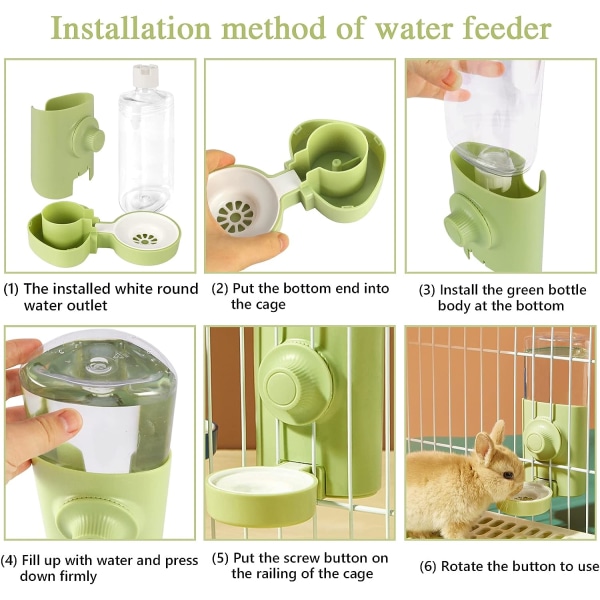 1PCS (Jing Yilan) Automatisk Vattendispenser för Husdjur, Kanin Vattendispenser, Hängande Vattenfontän Dispenser 600ML, för