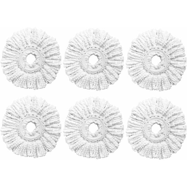 Set med 6 reservhuvuden för roterande mopp, kompatibla med roterande moppar av standardstorlek, roterande mopprefiller i mikrofiber, lätta att rengöra och hållbara, h