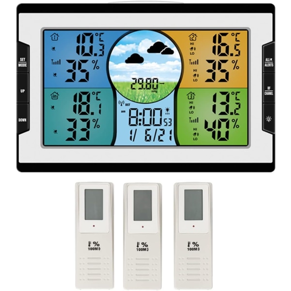 Väderstation, digital klocka Temperatur & fuktighetsindikator w