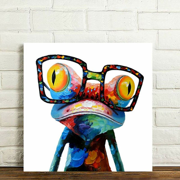 50 x 50 cm Multicolor Animal Stor Storlek Tryck På Canvas Träram Väggkonst (50X50cm Groda)，