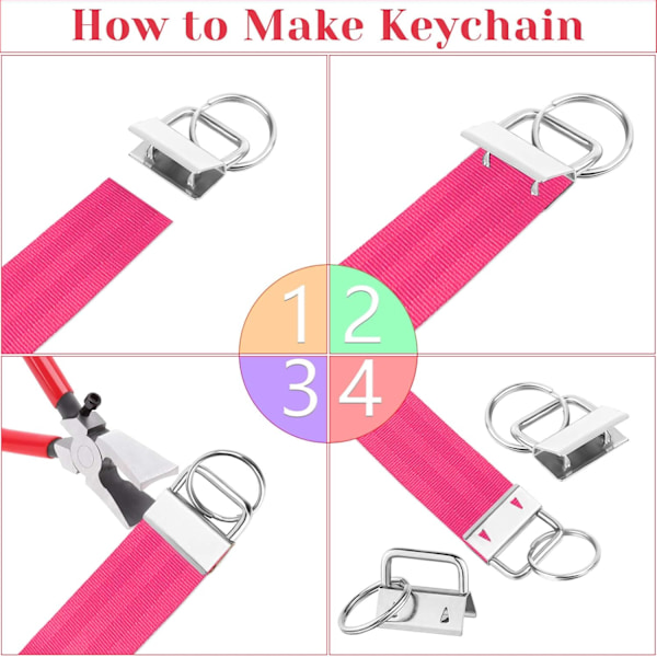 Nøkkelring Hardwaresett, Shynek 50 stk Lanyard Nøkkelring Hardware 1 tomme med Nøkkelring Tang Verktøy for Nøkkelring og Wristlet Klemme Hardware Forbruksvarer