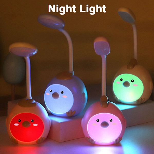 Beskyttelseslys med pink tricolor læring, gul og blå genopladelig natlampe via USB