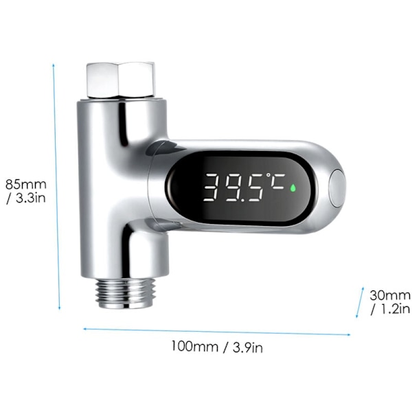 Digitalt brusebadstermometer ℃/℉ Badeværelsestemperaturovervågning 585 ℃ 360° Roterende LED-display til babyer og ældre