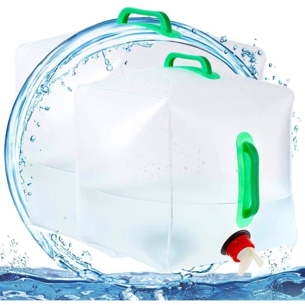 1-delad hopfällbar vattenflaska, bärbar hopfällbar PVC-vattentank, stor kapacitet för dricksvatten (20 liter), lämplig för camping, picknick, vandring,