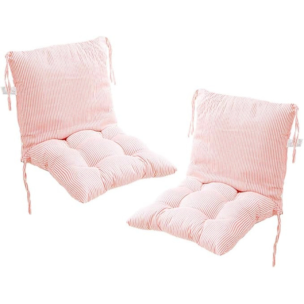 2-delte stolputer med ryggdel, ryggpute med stropper, lav ryggpute (stil 12, 40 x 40 cm)