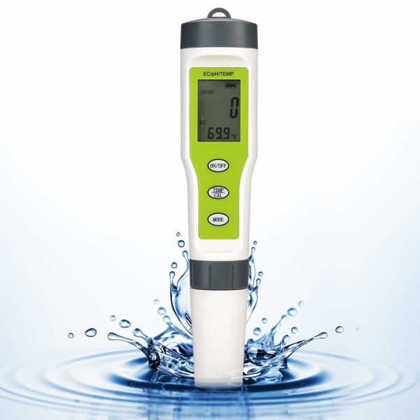 PH, EC och termometer 3 i 1 - Digital TDS vattenkvalitetstestare med 0-9999 PPM noggrannhet, PPM-mätare för testning av dricksvatten, kafé, simbassäng